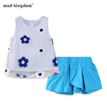 Mudkingdom-Conjunto de ropa de Boutique para niña, conjunto de ropa de tul con bordado de flores, Tops y traje corto para niña, ropa de verano, traje Floral 2024 - compra barato