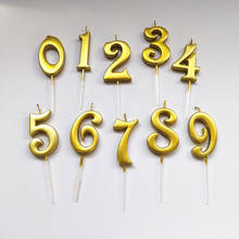 Velas de parafina dorada para decoración de pasteles, adornos para decoración de tartas de champán, suministros de fiesta, 0-9, 1 unidad 2024 - compra barato