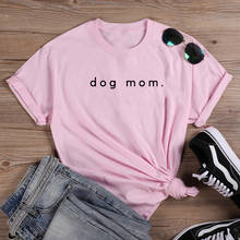 Camiseta para mãe e cachorro, camiseta feminina, engraçada, gola redonda, manga curta, preta, casual, de algodão 2024 - compre barato