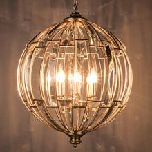 vintage globe crystal pendant lighting antique silver leaf lamps steel dia55 height70cm 1.5m chain adjustable assembled packing 2024 - buy cheap