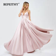 BEPEITHY Sexy Long Evening Dress Spaghetti Straps Robe De Soiree Red Deep V Neck Prom Party Gown 2021 2024 - buy cheap