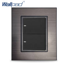 Wallpad-obturador eléctrico de contacto momentáneo, 2 entradas, interruptor de luz de pared, Panel de acero inoxidable negro, botón de plástico 2024 - compra barato