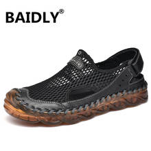 New Genuine Leather Sandals Summer Men Sandals Outdoor Beach Sandals Men Fashion Casual Men's Sneakers Sandalia Masculina 2024 - buy cheap