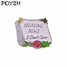 Breaking News, I Don't Care Enamel Brooch Fashion personality Lapel Pin women gift for birthdays graduations Christmas Badge 2024 - buy cheap