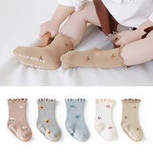Newborn Baby Socks Flower Ruffled Infant Girls Short Socks Spring Autumn Toddler Kids Cotton Anti Slip Socks 2024 - buy cheap