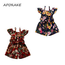 2021 0-4Y Boho Kids Girl One-Piece Romper Summer Flower Print Off Shoulder Ruffle Sling Playsuit for Birthday Party Photography 2024 - buy cheap