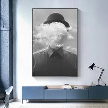 Pintura en lienzo de pájaros y nubes para decoración del hogar, cuadro de hombre con nube, impresiones en blanco y negro y carteles, imágenes de pared para sala de estar 2024 - compra barato