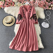 Women Retro Embroidery Long Shirt Dress Spring Summer Boho Clothing Casual Beach Dress Holiday Wear Vestido De Mujer 2021 2024 - buy cheap