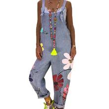 Womens Sleeveless Rompers Floral Print Pockets Long Pants Loose Overall Jumpsuit Romper Loose Pants Casual Overalls Playsuits 2024 - buy cheap
