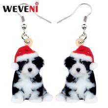 Brincos de acrílico weveni, chapéu de natal, anime, cachorro, pendente, meninas, crianças, festa, lembrança, moda, charmoso, presente de animais de estimação 2024 - compre barato