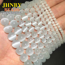 JHNBY White Cat's Eye opal Natural Stone 4/6/8/10/12MM glass Spacer Loose beads for Jewelry making DIY bracelet necklace Finding 2024 - buy cheap