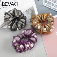 Levao Double Chiffon Scrunchies Pearl Colorful Hair Bands Elastic Band Ponytail Fashion Ladies Hair Accessories 2024 - buy cheap