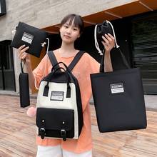 5 pcs sets canvas School Bags For Teenage Girls Women New Trend Female Backpack Nylon Women Backpack Child Student Shoulder Bag 2024 - buy cheap
