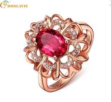 Anel de pedra vermelha de luxo feminino, anel de cristal na moda para mulheres cor ouro rosa, acessórios de joias de festa para envio direto 2024 - compre barato