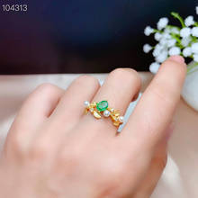 New design natural emerald ring 925 Sterling Silver Gold Plated women's high end jewelry 2024 - buy cheap
