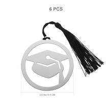 6PCS Stainless Steel Page Marker Doctoral Cap Shaped Bookmark with Black Tassel Graduation Gifts Silve Craft Supplies Gift 2024 - buy cheap