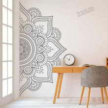 Adesivo decorativo de parede metade de mandala, papel de parede para sala de estar, adesivo removível com flor de lótus, decoração de quarto y200 2024 - compre barato