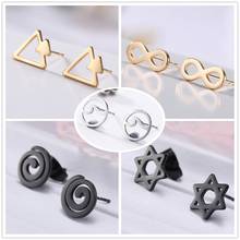 Skyrim Simple Stainless Steel Golden Black Stud Earrings Hexagram Triangle Infinity Round Swirl Earring Jewelry Gift for Women 2024 - buy cheap