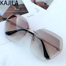 Zonnebril Dames-gafas de sol cuadradas de gran tamaño sin montura para mujer, lentes de sol con montura de Metal, de diseñador de marca Vintage 2024 - compra barato