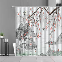 3D Flower Lnk Painting Peach Blossom Shower Curtains Bathroom Curtain Frabic Waterproof Polyester Bath Curtain With Hooks Home 2024 - buy cheap