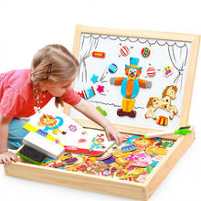 Quebra-cabeça magnético de madeira para crianças, 100 peças, animais, veículo, circo, desenho, 5 estilos de caixa, brinquedo educacional, presente para crianças 2024 - compre barato