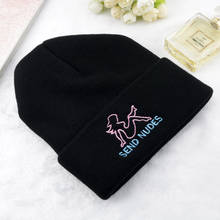 Fashion Knitted Embroidery SEND NUDES Letter Pattern Ski Warm Winter Beanie Skullies Cap Hat For Men Women Friends Gift 2024 - buy cheap