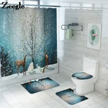 Conjunto de tapetes para banheiro, estilo natal, antiderrapante, conjunto de toaletes para banheiro, com desenho 2024 - compre barato