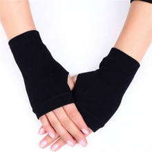 Women Knit Gloves Hand Warmer Winter Warm Gloves Lady Arm Crochet Knitting Cotton Half Fingers Gloves Female Fingerless Mittens 2024 - buy cheap