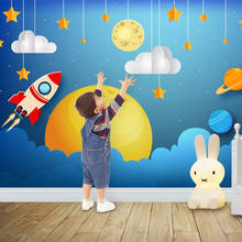 Custom Photo Wallpaper 3D Fantasy Space Astronaut Cartoon Children's Room Background Wall Murals Papel De Parede Home Décor Art 2024 - buy cheap