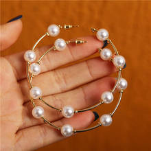 KSRA-pendientes colgantes redondos de gran tamaño para mujer, joyería con perlas, estilo geométrico, 2020 2024 - compra barato