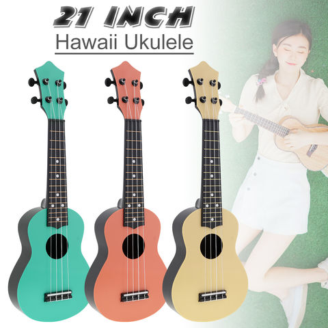 Укулеле Гавайская, гавайская гитара, 21 дюйм, сопрано, цветная акустическая, 4 струны, инструмент для детей и начинающих музыку 2022 - купить недорого