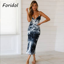 Foridol vestido estilo boho com estampa de tie-dye, casual, de verão, praia, sem mangas, feminino, longo, verão, novo, vintage 2024 - compre barato