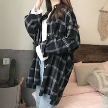 Women Plaid Shirts 2021 Spring Long Sleeve Blouses Shirt Office Lady Cotton Shirt Casual Loose Tops Plus Size Blusas 0.25KG 2024 - buy cheap