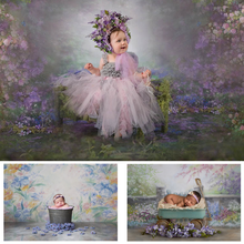 MOCSICKA цветы для новорожденных детей фон для фотосъемки в стиле ретро детский фон для дня рождения фотостудия фиолетовый зеленый цветок 2024 - купить недорого