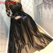 Black beads Elegant long Sleeves Evening Dresses Formal prom vestido de noiva plus size Party Gown lace one-shoulder 2024 - buy cheap