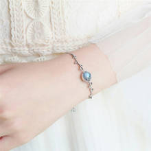 Bracelete de prata esterlina 925 para mulheres sbr200, pedra de memória única, adorável, durável, sbr200 2024 - compre barato
