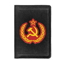 Classic Soviet Sickle Hammer Leather Travel Passport Case Personality Men Women  ID Credit Card Holder Cover 2024 - buy cheap