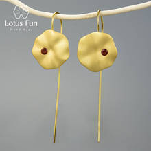 Lotus fun 18k folhas de lótus ouro balançar brincos real 925 prata esterlina natural artesanal jóias finas brincos para mulher bijoux 2024 - compre barato