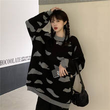 Korean Winter New Fashion Sweater Vintage Cloud Printing Full Sleeve Pullovers Lazy Style Harajuku Loose Woman Casual Sweater 2024 - buy cheap