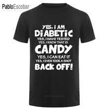 Забавная Мужская футболка, Мужская новинка, футболка yes i am diabetic yes i have test yes i know tha cool, футболка 2024 - купить недорого