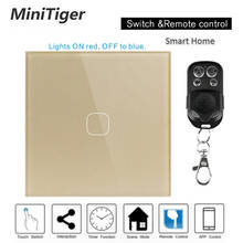 Esooli EU standard 1 2 3 Gang 1 Way Smart Home Touch Switch Wall Light Gold Touch Screen Switch Crystal Glass Panel with remote 2024 - buy cheap