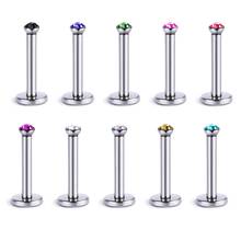 10pcs Surgical Stainless Steel Internally Threaded Helix Lip Earring Piercing Round 16G Czech Monroe Ring Body Piercing Jewelry 2024 - buy cheap