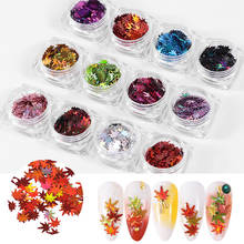 12 Colors Maple Leaf Sequins Holographic Fall Leaves Flakes Stickers Laser Nail Glitters Paillette Manicure Nail Art Decorations 2024 - buy cheap