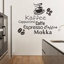 Vinyl 3D Coffee Shop Wall Stickers Home Decoration Kitchen Bakery Creative Cappuccino Caffe Letters Decals Kaffee Mural DW10243 2024 - buy cheap