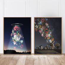 Canvas Painting Posters Surreal Retro Flower Girl In The Starry Sky Wall Art Picture for Living Room Decoration Home Decor 2024 - buy cheap