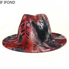 Wide Brim New Style Church Top Hat Panama Felt Fedoras Hat for Men Women Casual Letter Printing Jazz Cap 2024 - buy cheap