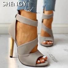 2020 Thin Heels Women Summer Thin High Heels Zipper Peep Toe Sandals Office Hollow Out Sandals Shoes Woman High Heels 2024 - buy cheap