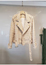 Tweed jaqueta curta xadrez com borlas, casaco feminino de alta qualidade para passarela, roupas para primavera e outono 2021 2024 - compre barato