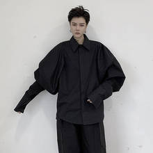 Homens retro moda ampla manga longa camisa casual masculino japão vintage punk gótico solto vestido camisas roupas de palco 2024 - compre barato