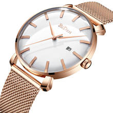 Biden relógio de pulso de quartzo masculino, de malha de ouro rosê, à prova d'água 2019, design criativo 2024 - compre barato